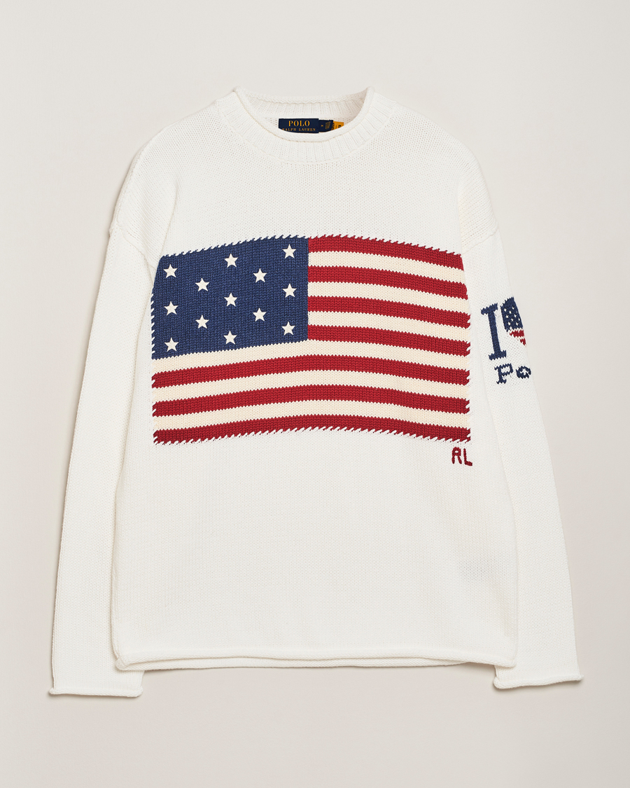 Men | Sweaters & Knitwear | Polo Ralph Lauren | Cotton Flag Sweater Deckwash White