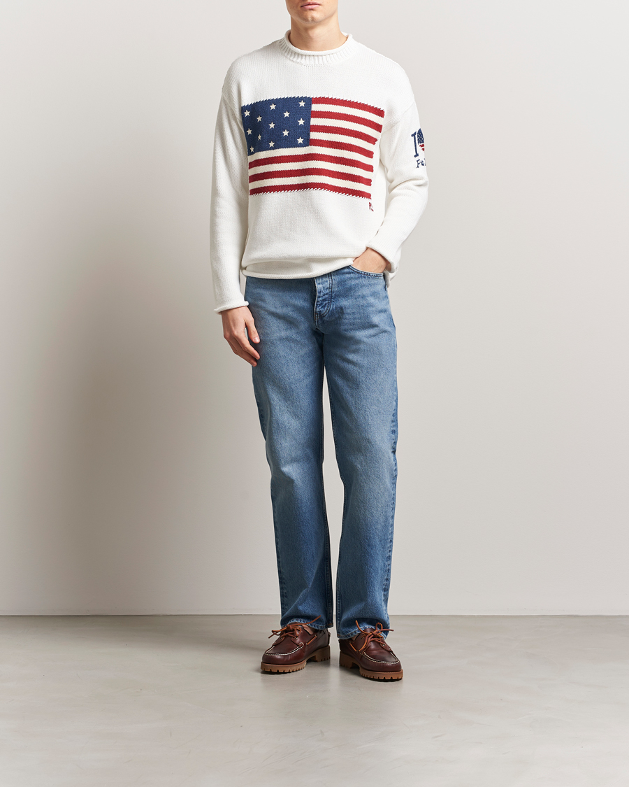 Men | Sweaters & Knitwear | Polo Ralph Lauren | Cotton Flag Sweater Deckwash White