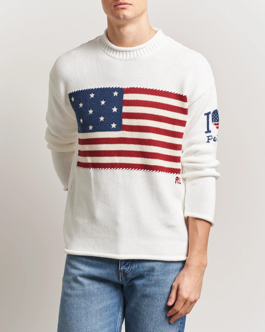 Men | Sweaters & Knitwear | Polo Ralph Lauren | Cotton Flag Sweater Deckwash White