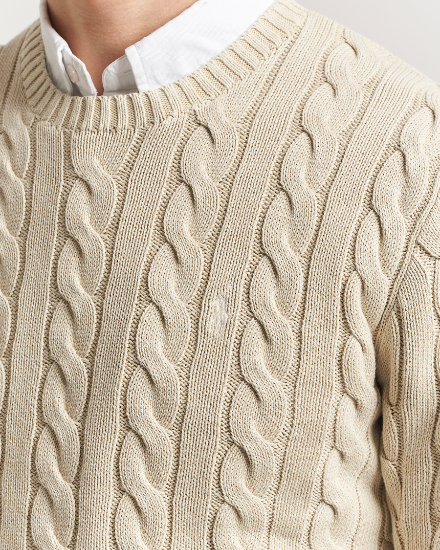 Men | Sweaters & Knitwear | Polo Ralph Lauren | Cotton Cable Pullover Natural
