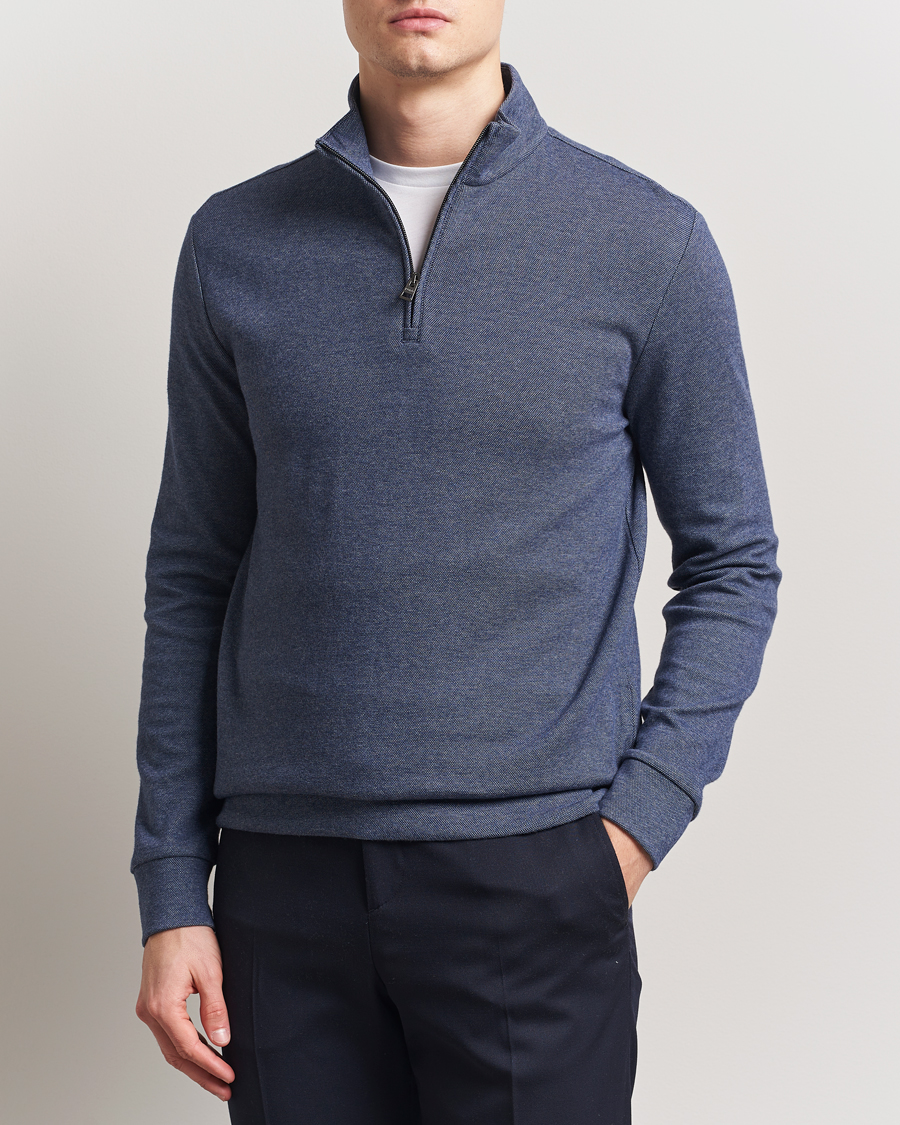 Men | Sweaters & Knitwear | Polo Ralph Lauren | Luxury Texture Half Zip Spring Navy Heather