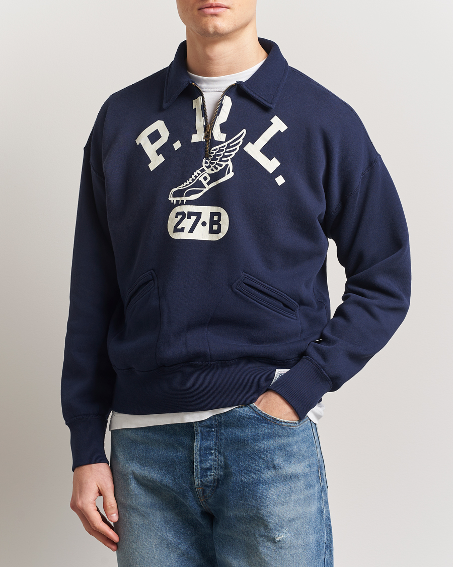Men | Sweaters & Knitwear | Polo Ralph Lauren | Printed Fleece Half Zip Sweater Cruise Navy