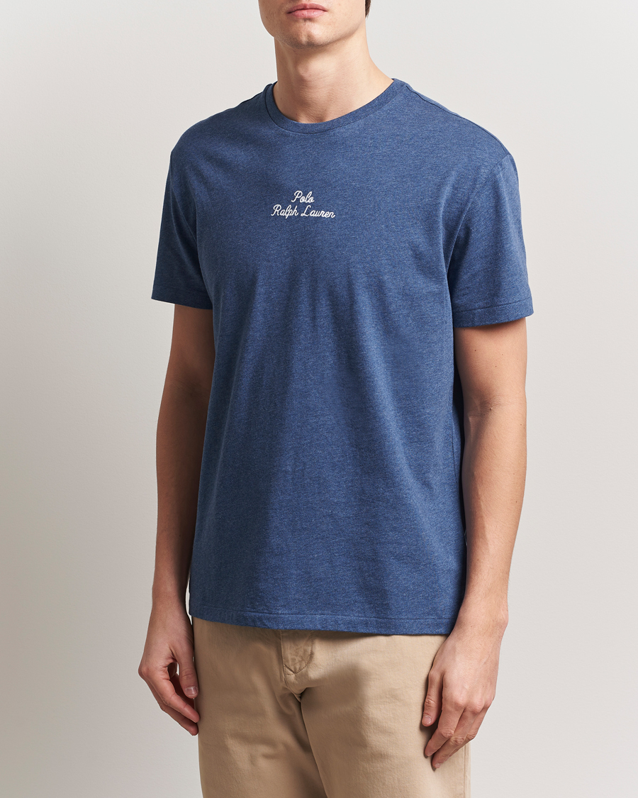 Men | T-Shirts | Polo Ralph Lauren | Center Logo Crew Neck T-Shirt Derby Blue Heather