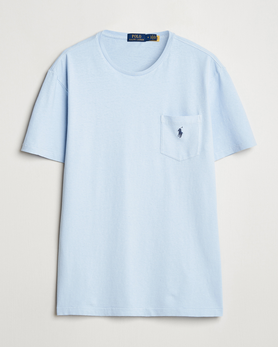 Men | T-Shirts | Polo Ralph Lauren | Cotton Linen T-Shirt Office Blue