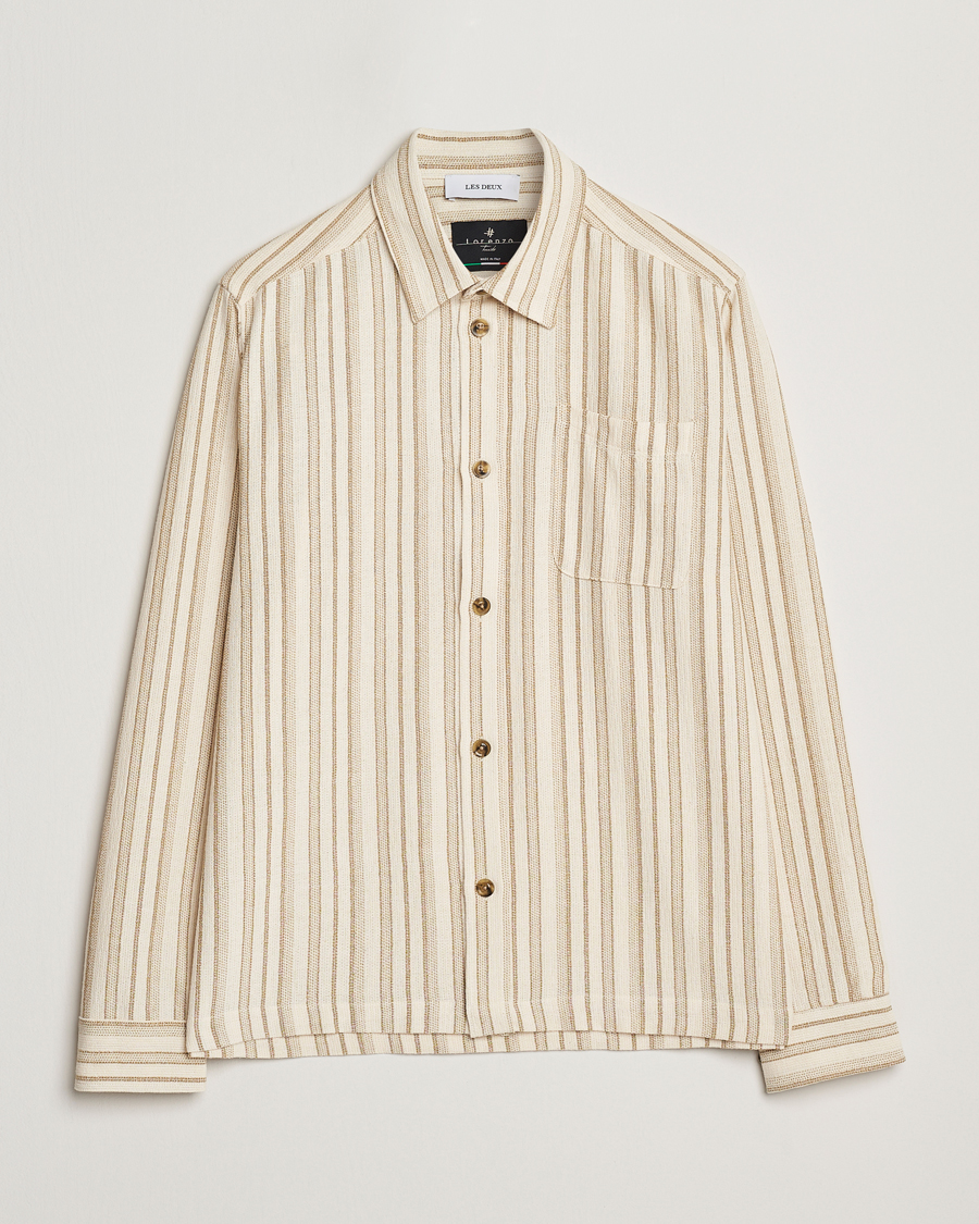 Men | Shirts | LES DEUX | Shane Stripe Cotton Overshirt Ivory