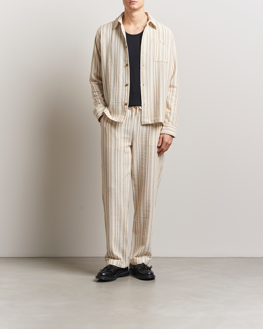 Men | Shirts | LES DEUX | Shane Stripe Cotton Overshirt Ivory