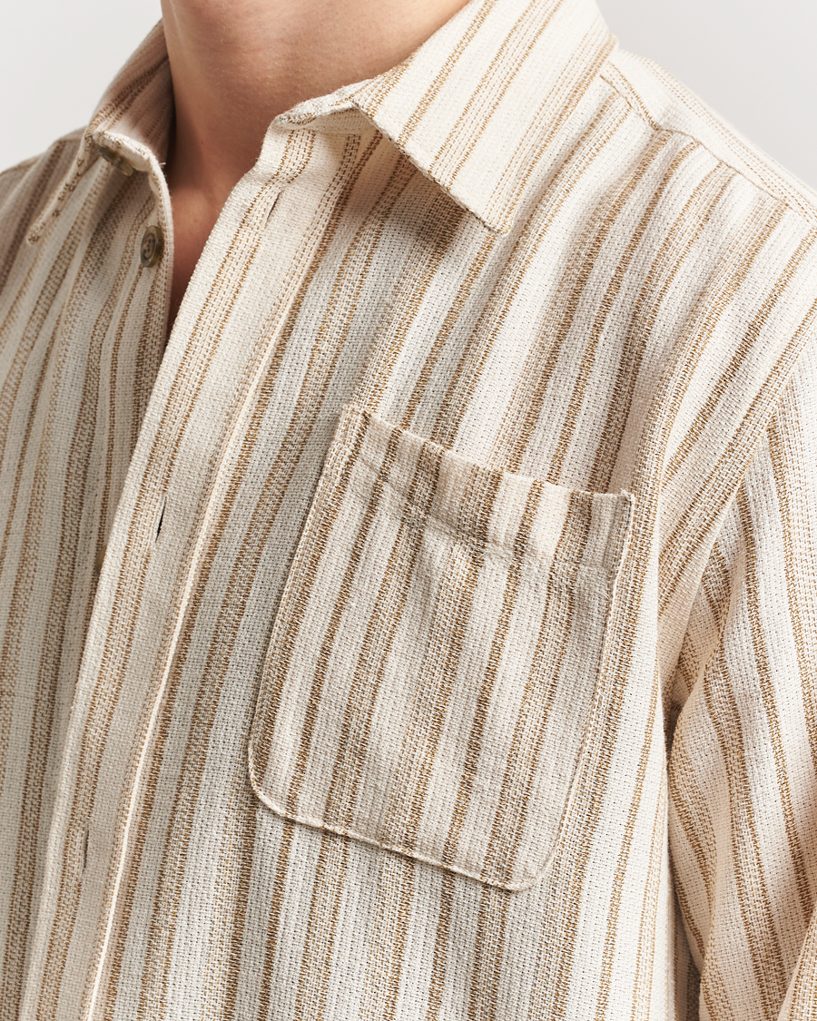 Men | Shirts | LES DEUX | Shane Stripe Cotton Overshirt Ivory