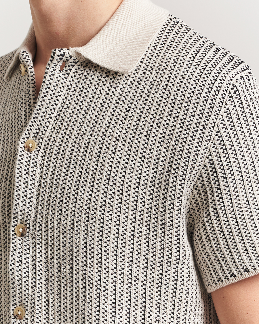 Men | Shirts | LES DEUX | Easton Knitted Short Sleeve Shirt Ivory/Black