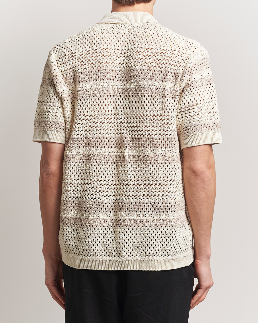 Men | Shirts | LES DEUX | Gianni Striped Knitted Short Sleeve Shirt Ivory