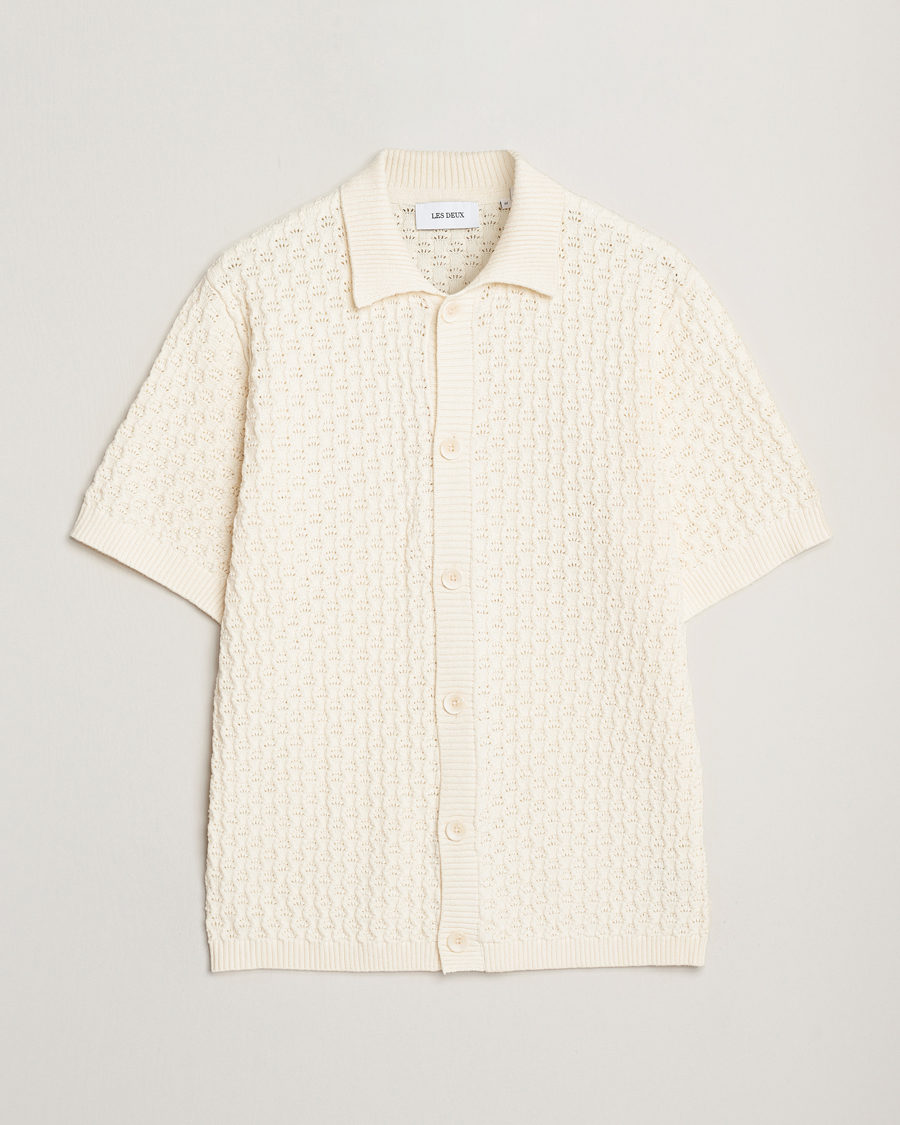 Men | Shirts | LES DEUX | Gespertus Knitted Short Sleeve Shirt Ivory