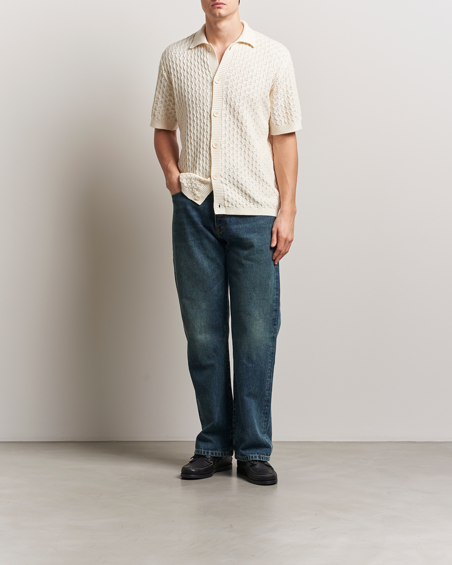 Men | Shirts | LES DEUX | Gespertus Knitted Short Sleeve Shirt Ivory