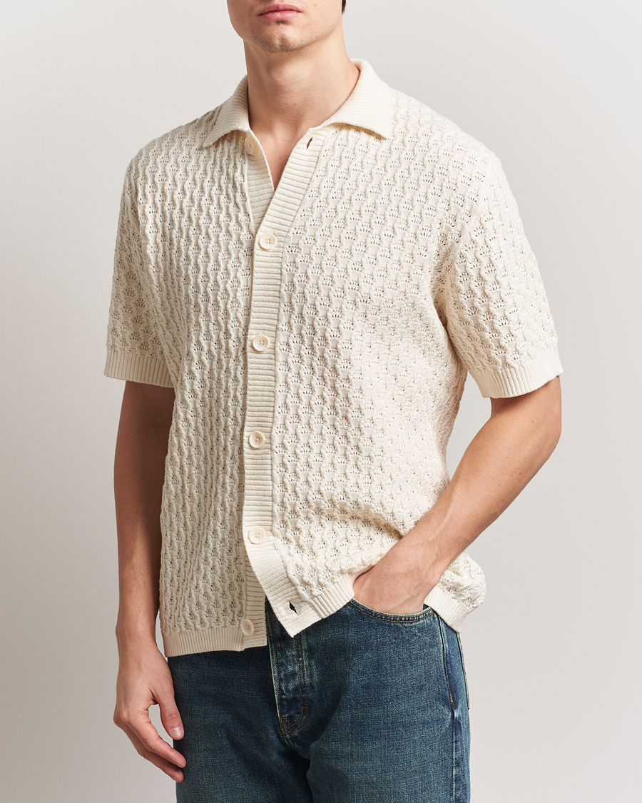Men | Shirts | LES DEUX | Gespertus Knitted Short Sleeve Shirt Ivory