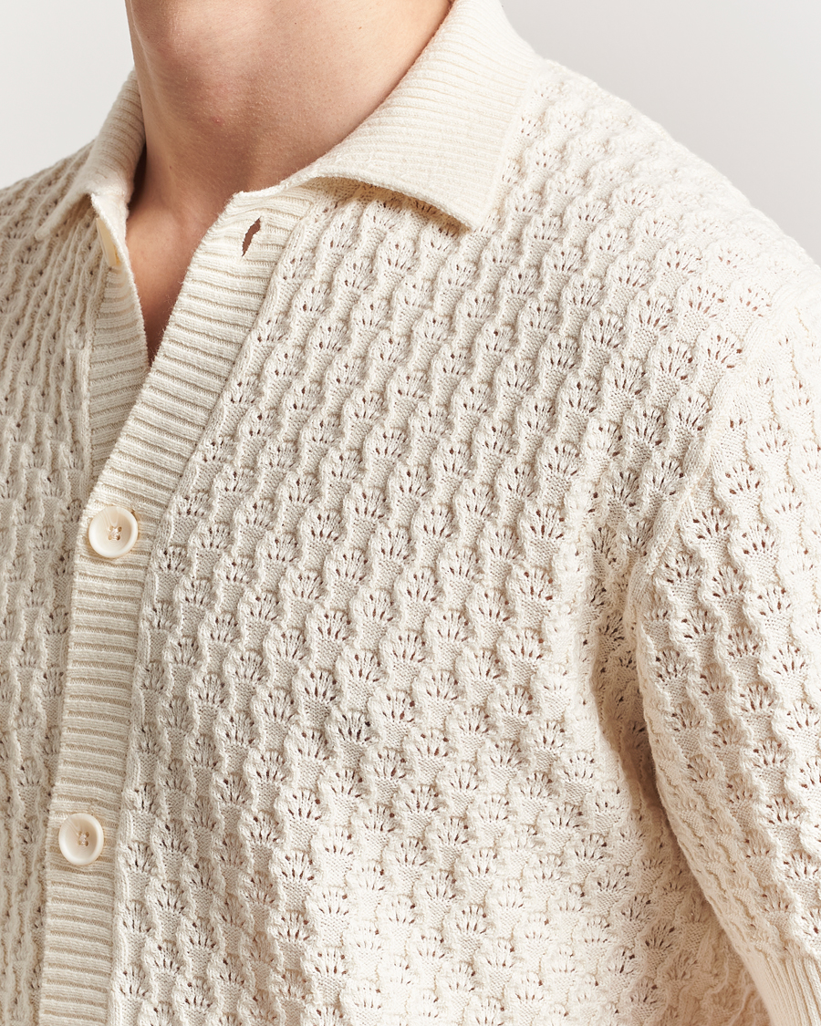 Men | Shirts | LES DEUX | Gespertus Knitted Short Sleeve Shirt Ivory