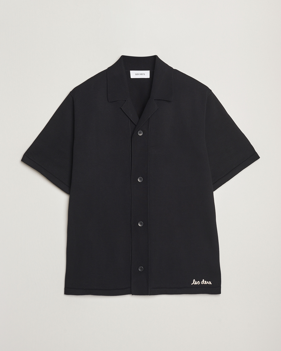 Men | Shirts | LES DEUX | Geoffery Short Sleeve Knitted Shirt Black