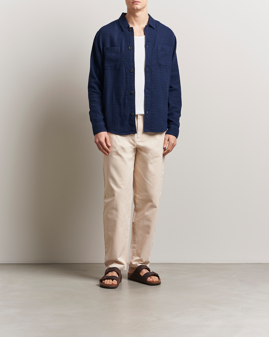 Men | Shirts | LES DEUX | Hamilton Viscose/Linen Overshirt Navy