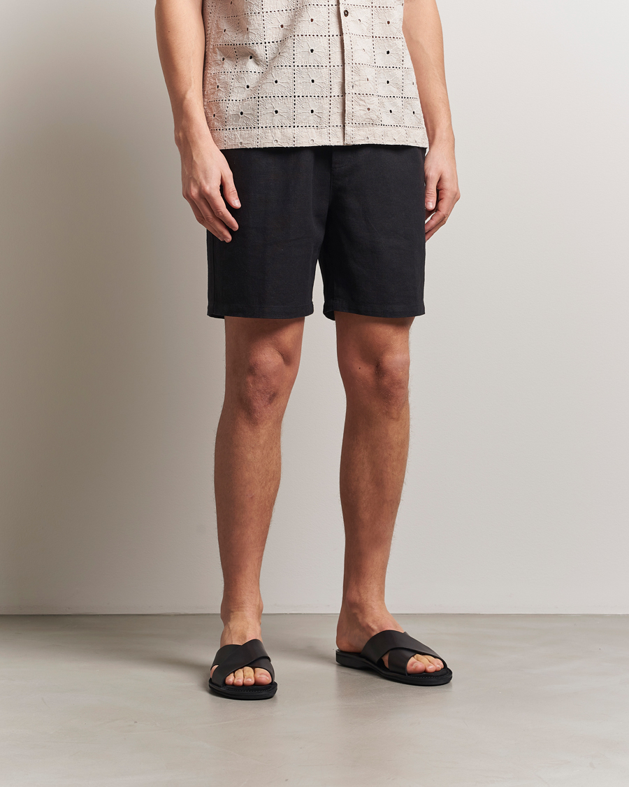 Men | Shorts | LES DEUX | Otto Linen Shorts Black