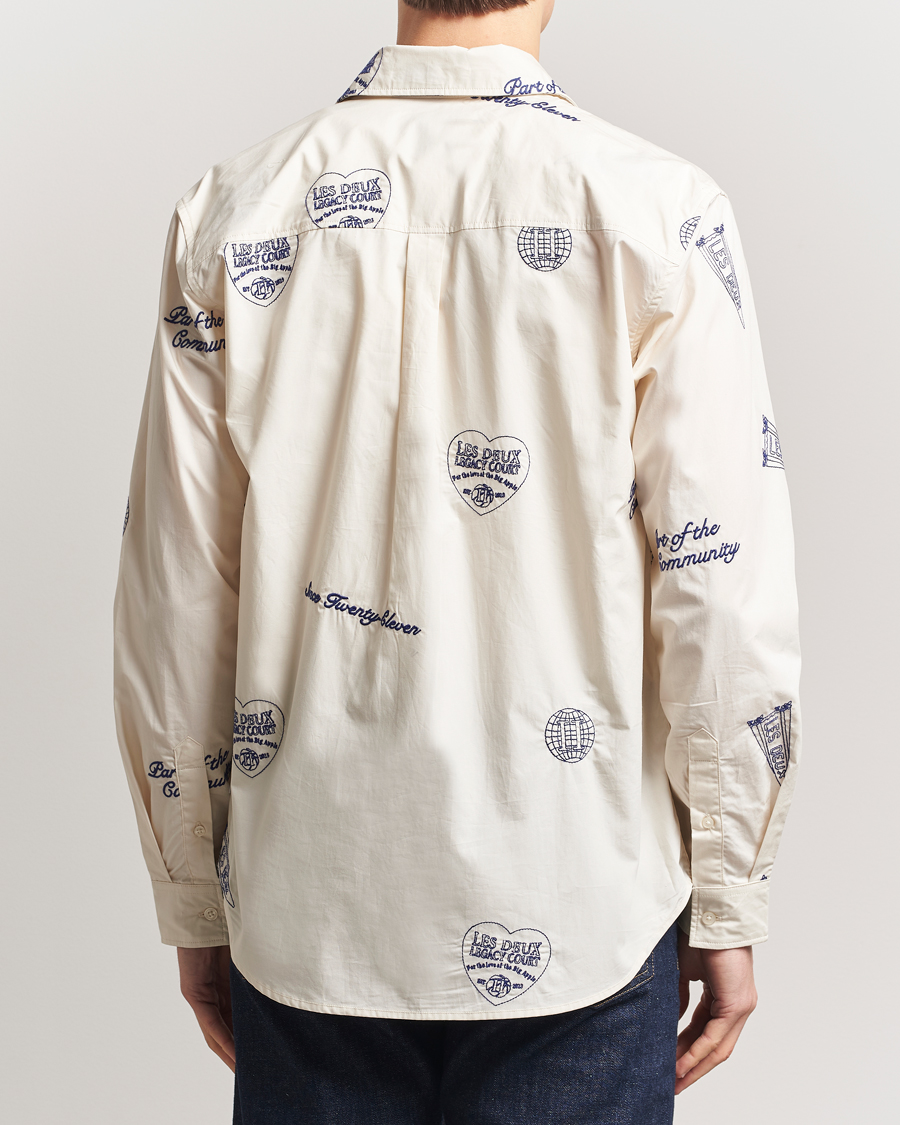 Men | Shirts | LES DEUX | Kalen All Over Embroidery Shirt Ivory