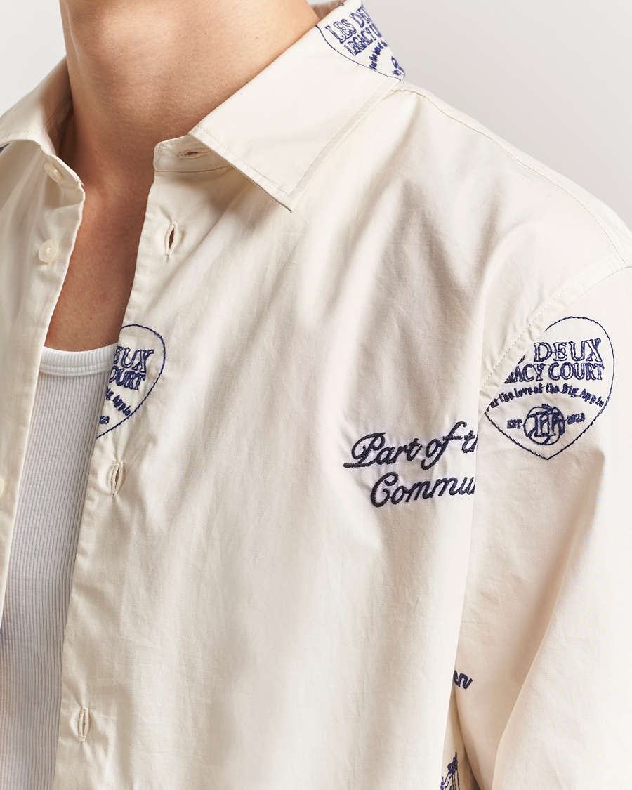 Men | Shirts | LES DEUX | Kalen All Over Embroidery Shirt Ivory