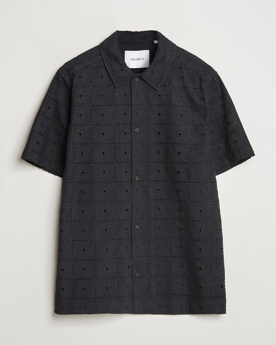 Men | Shirts | LES DEUX | Hector Anglaise Short Sleeve Shirt Black
