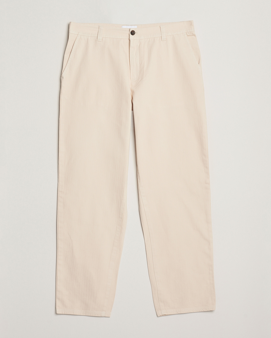 Men | Trousers | LES DEUX | Cody Cotton Herringbone Pants Ivory