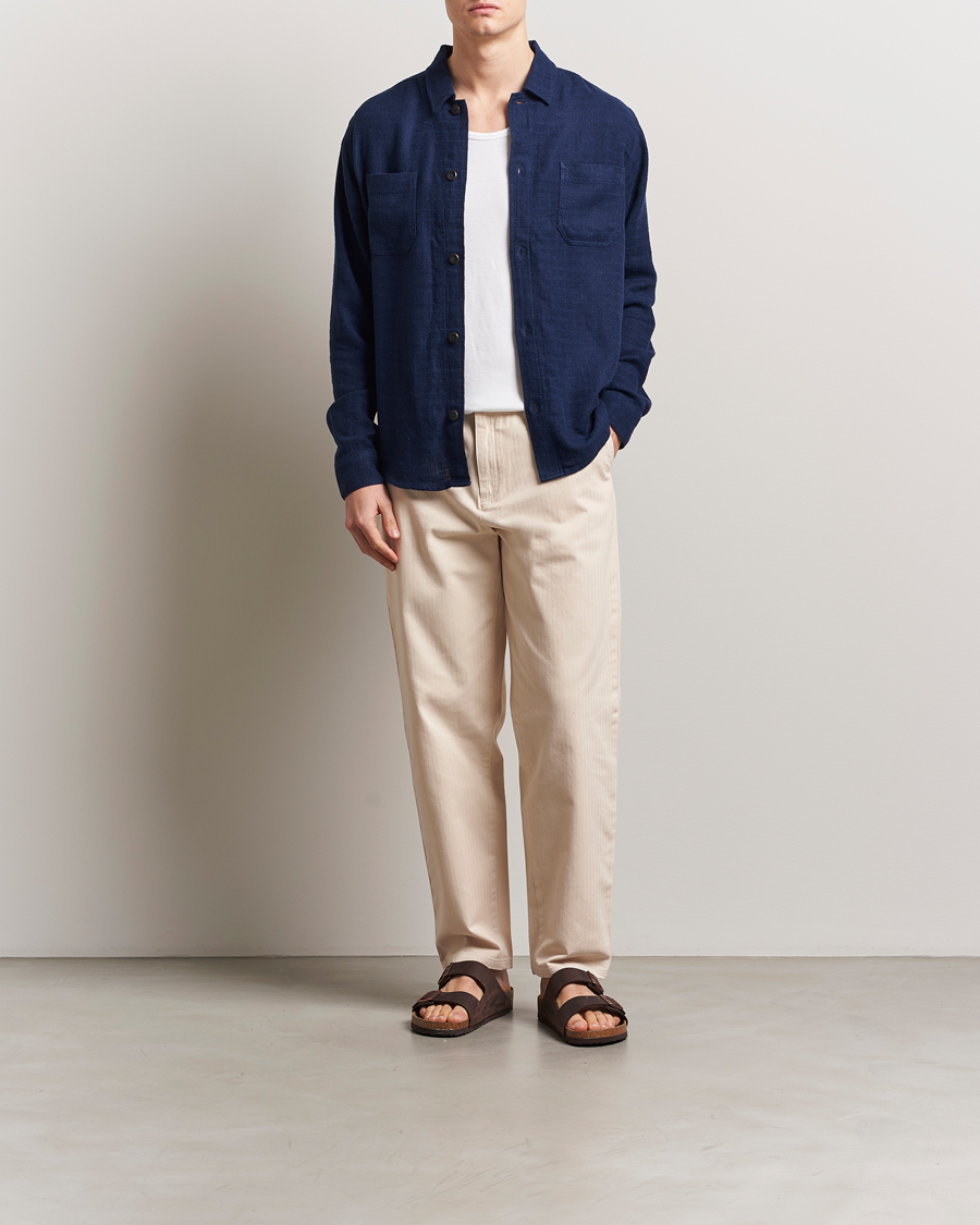 Men | Trousers | LES DEUX | Cody Cotton Herringbone Pants Ivory