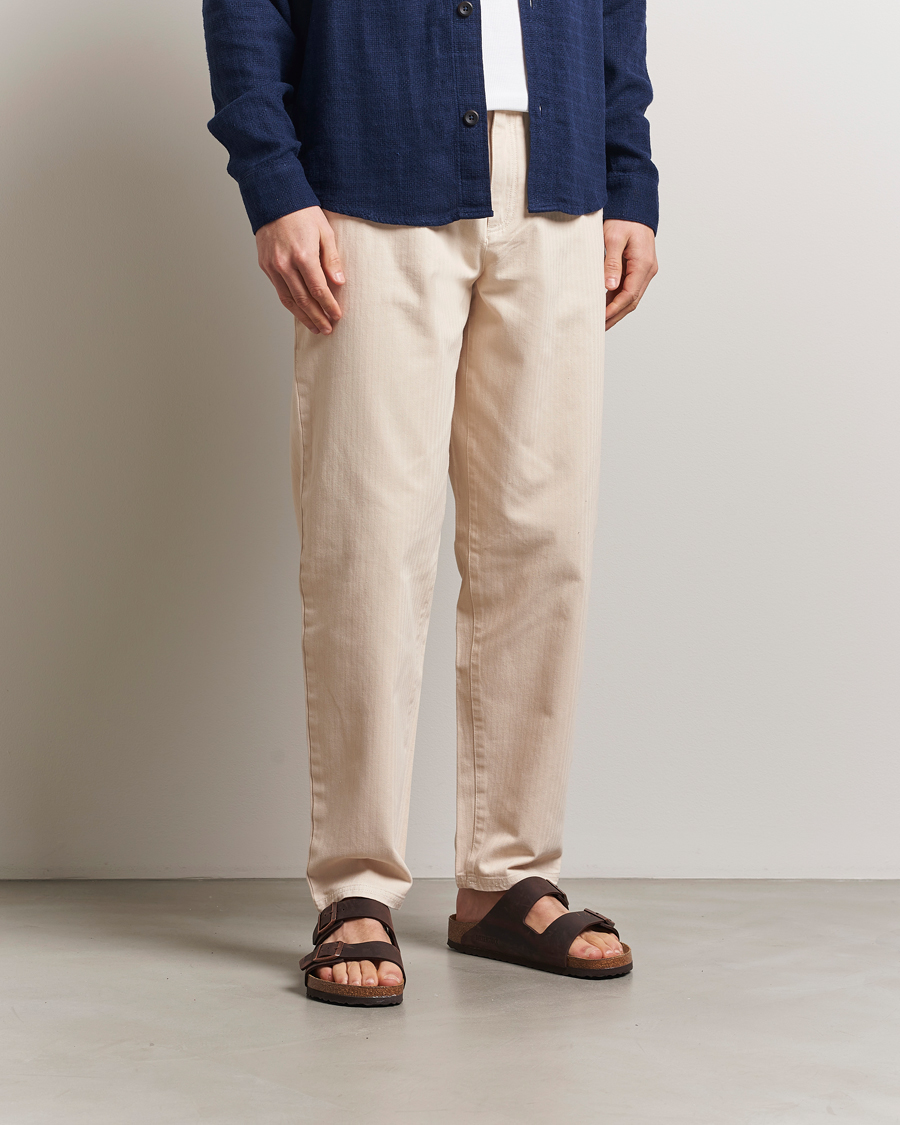 Men | Trousers | LES DEUX | Cody Cotton Herringbone Pants Ivory