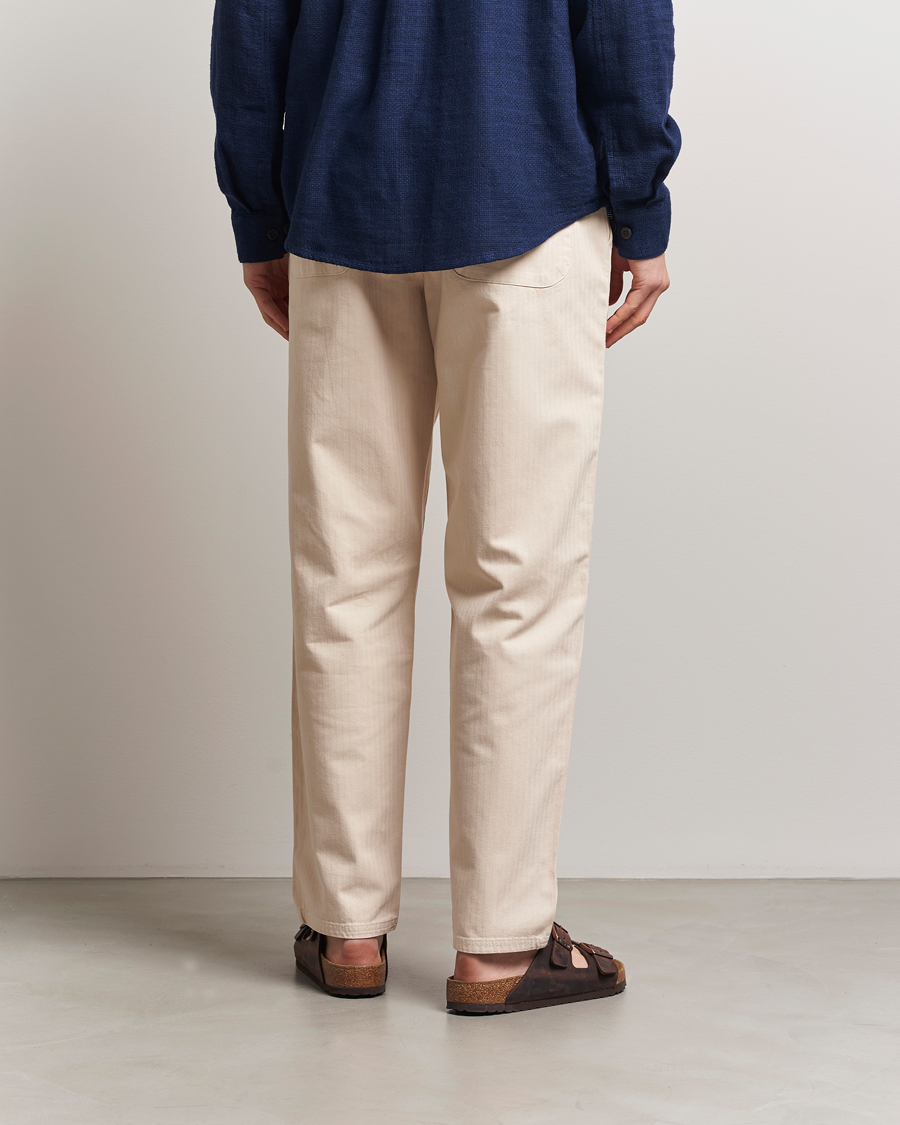 Men | Trousers | LES DEUX | Cody Cotton Herringbone Pants Ivory