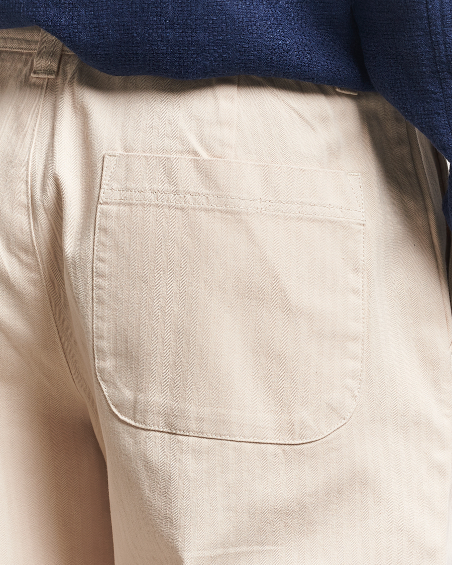 Men | Trousers | LES DEUX | Cody Cotton Herringbone Pants Ivory