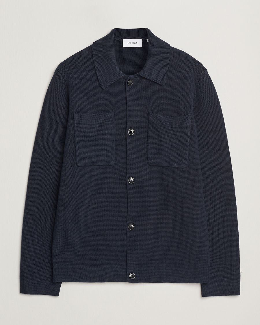 Men | Sweaters & Knitwear | LES DEUX | Fisher Cotton Milano Overshirt Navy