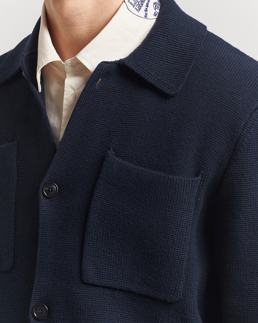 Men | Sweaters & Knitwear | LES DEUX | Fisher Cotton Milano Overshirt Navy