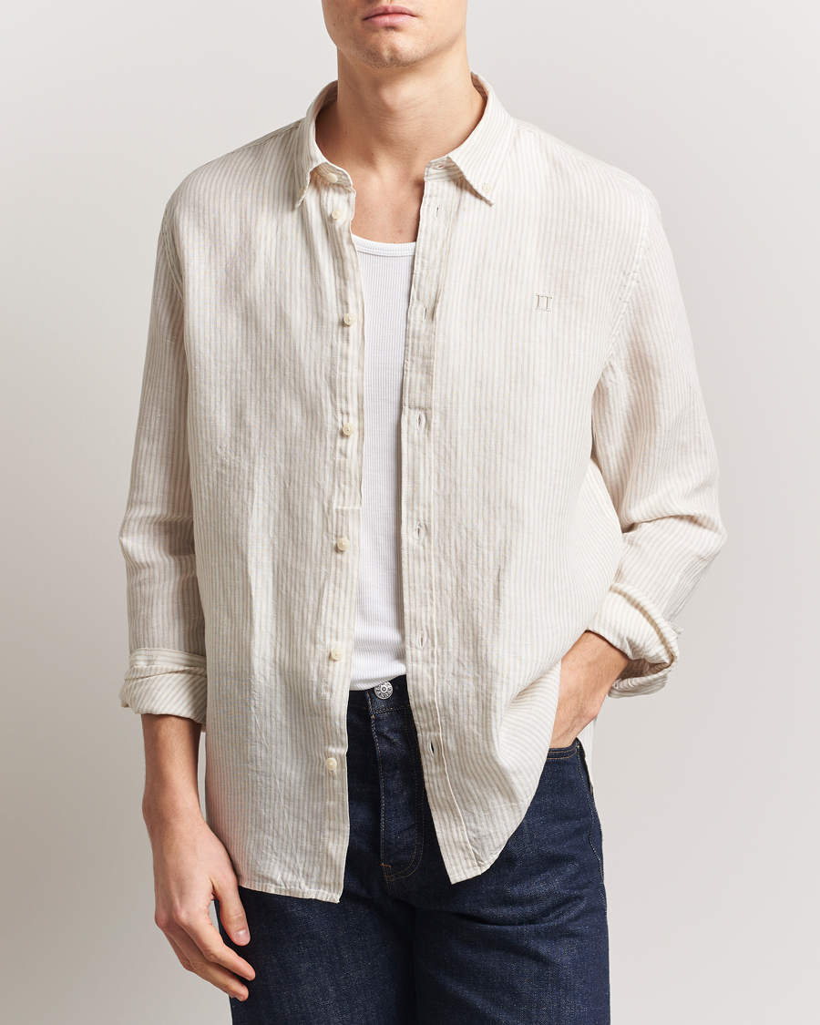Men | Shirts | LES DEUX | Kristian Linen Shirt Ivory/Walnut