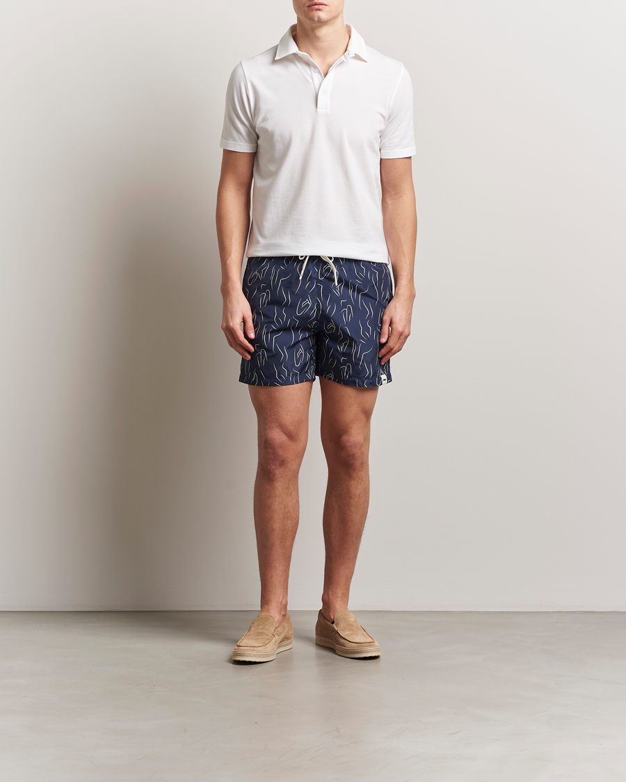 Men | Swimwear | Altea | Printed Swim Shorts Navy