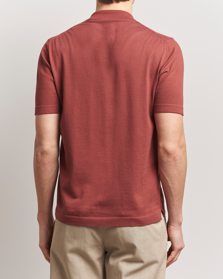 Men | Shirts | Altea | Jacquard Knit Camp Shirt Burgundy