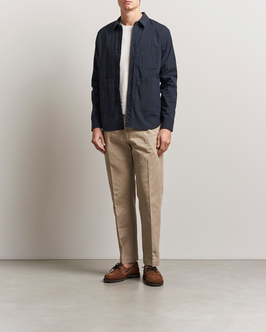 Men | Shirts | Aspesi | Technical Cotton Utility Shirt Navy