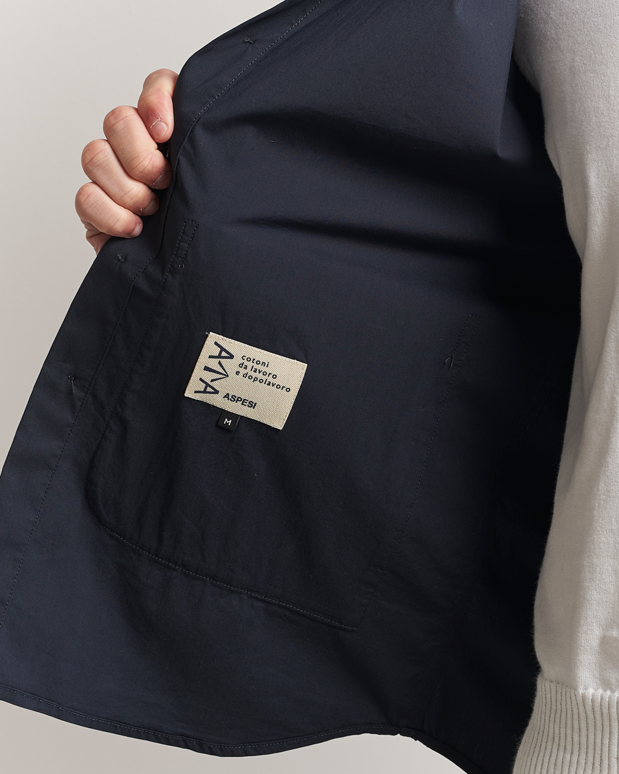 Men | Shirts | Aspesi | Technical Cotton Utility Shirt Navy