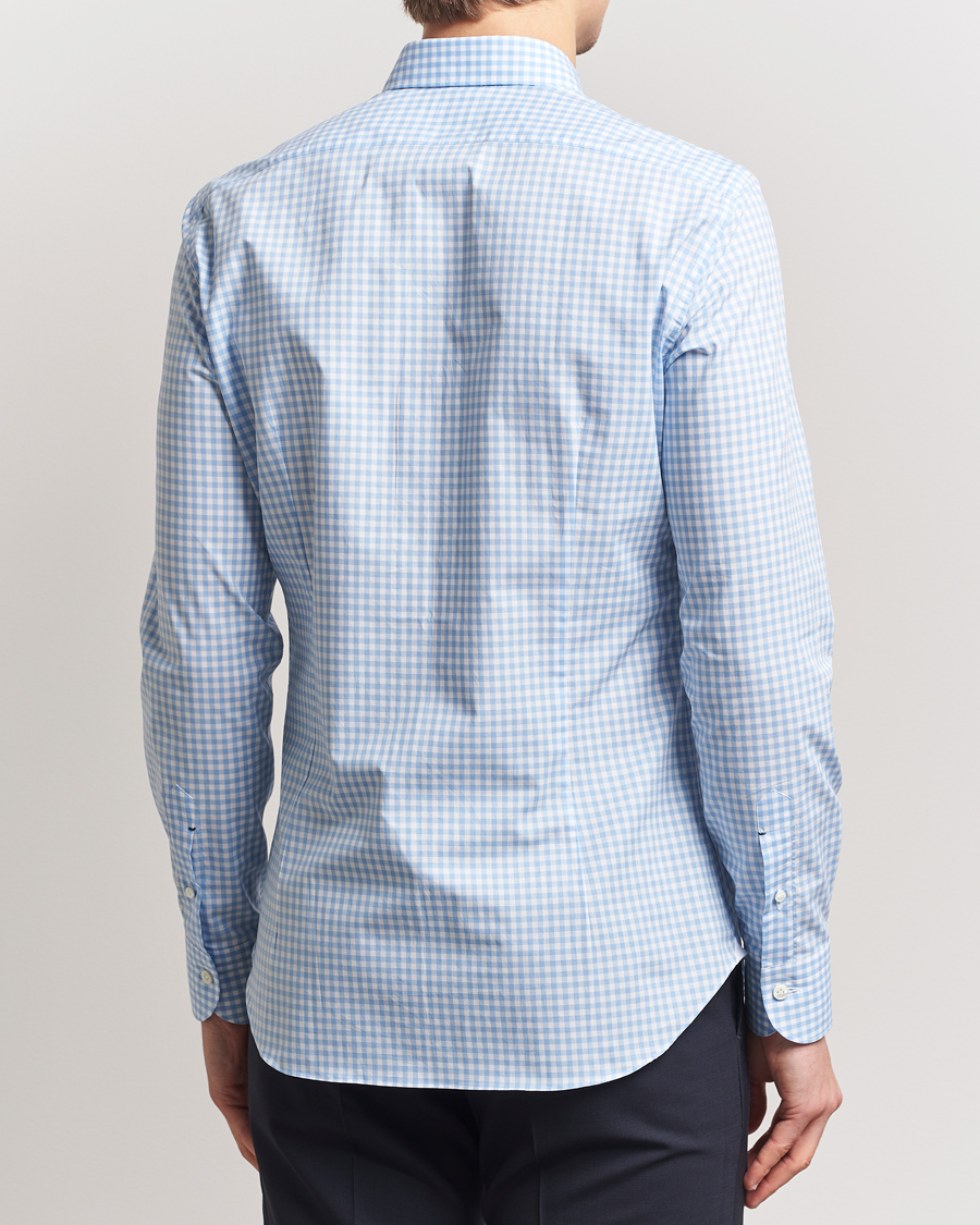Men | Shirts | Mazzarelli | Soft Cotton Cut Away Shirt Blue Check