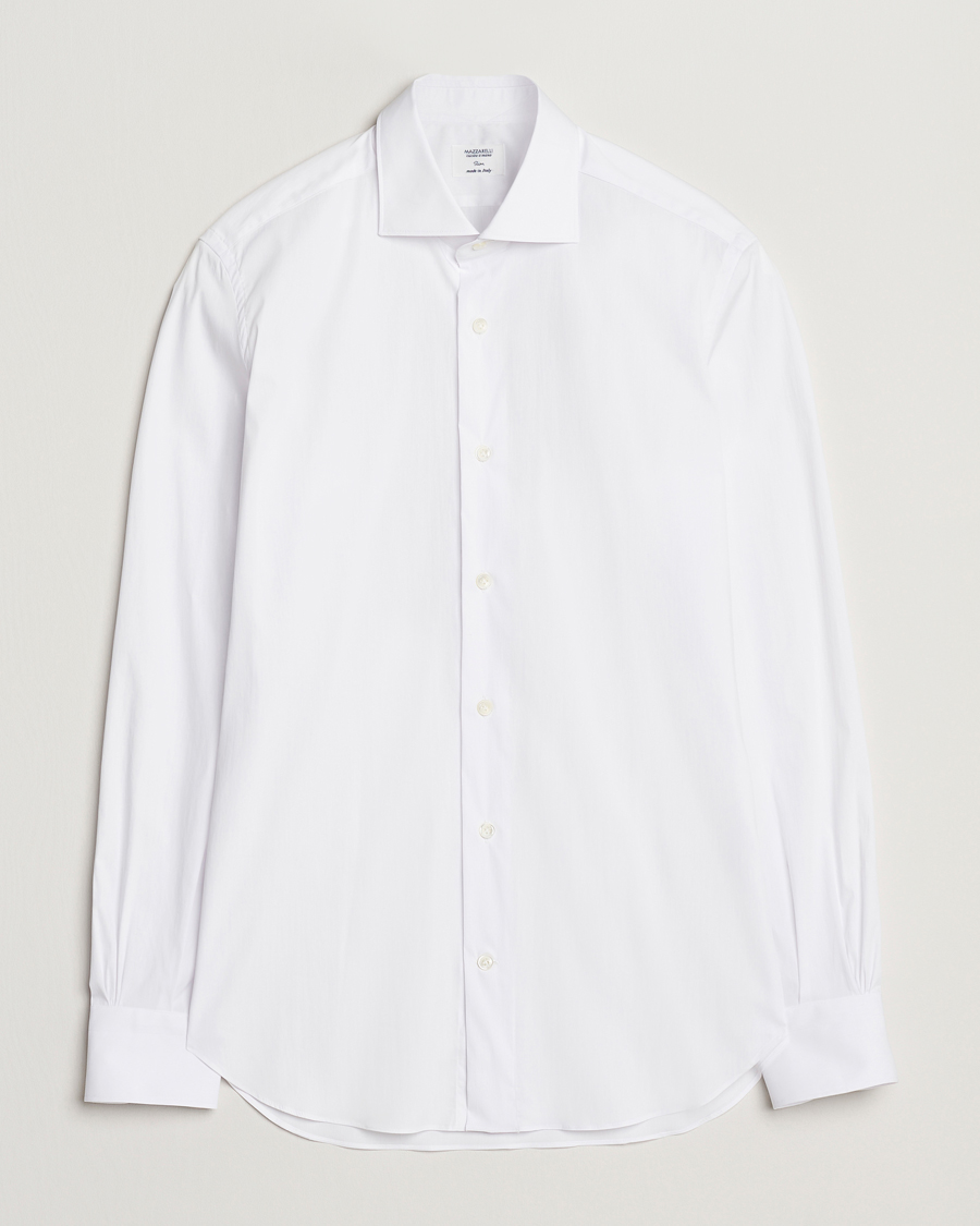 Men | Shirts | Mazzarelli | Soft Cotton Cut Away Shirt White