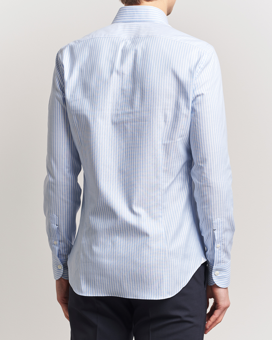 Men | Shirts | Mazzarelli | Soft Oxford Button Down Shirt Light Blue Stripe