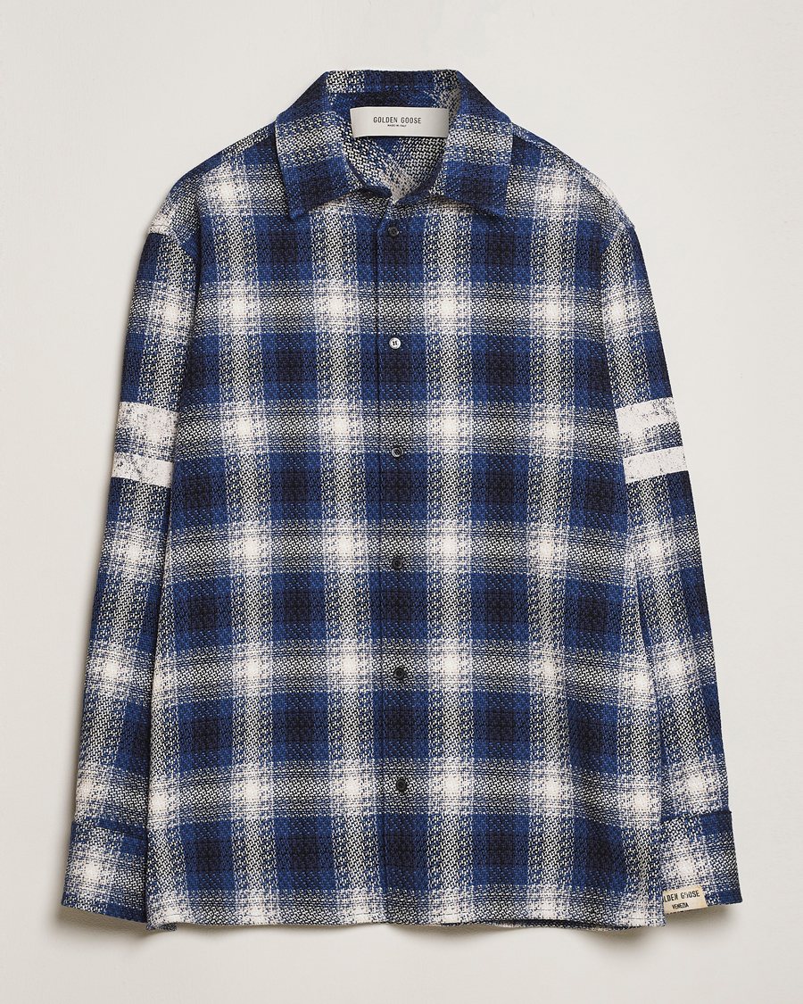 Men | Shirts | Golden Goose | Heavy Check Overshirt Ice/Indigo