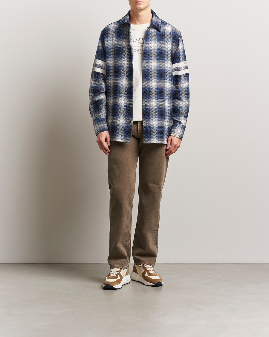 Men | Shirts | Golden Goose | Heavy Check Overshirt Ice/Indigo