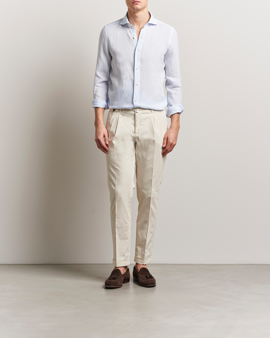 Men | Shirts | Finamore Napoli | Gaeta Linen Shirt Light Blue