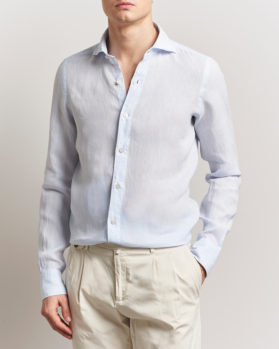 Men | Shirts | Finamore Napoli | Gaeta Linen Shirt Light Blue