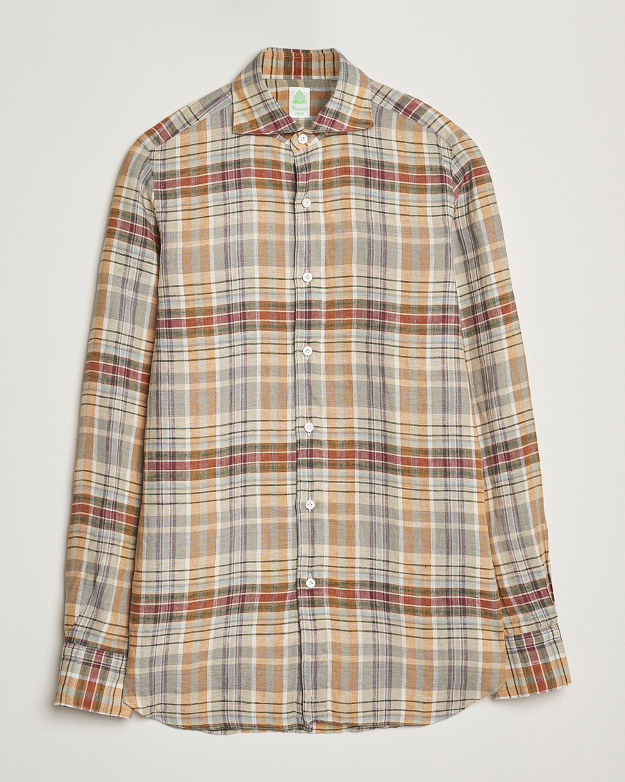 Men | Shirts | Finamore Napoli | Gaeta Linen Shirt Beige Check