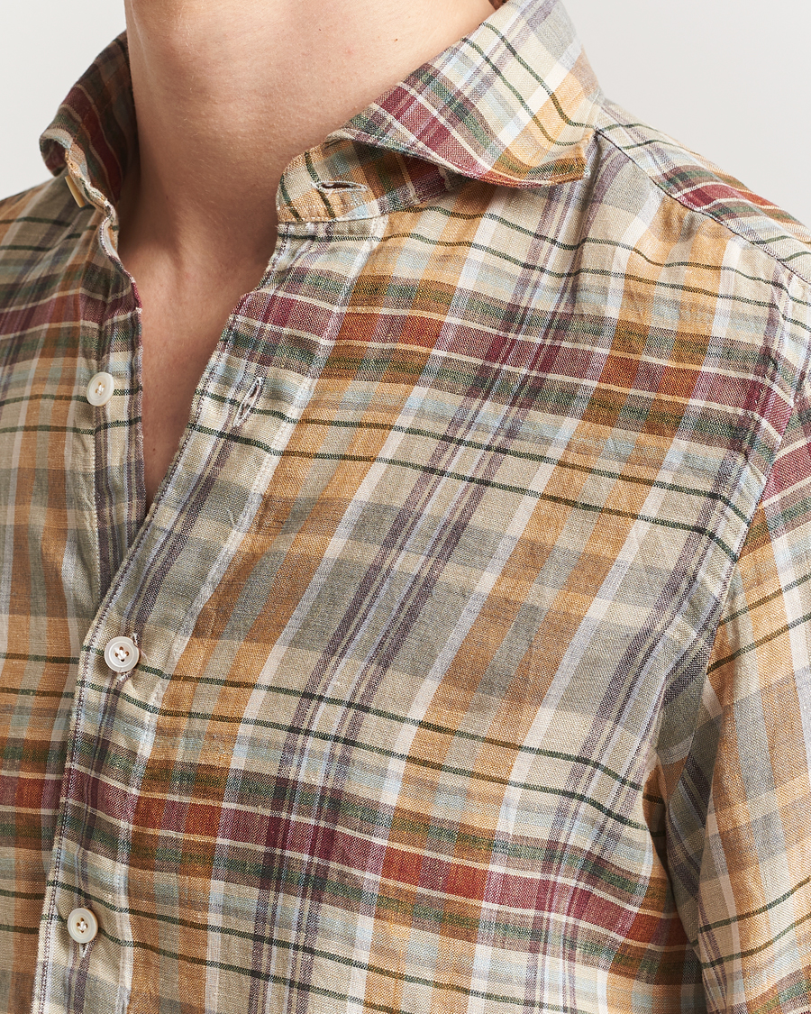 Men | Shirts | Finamore Napoli | Gaeta Linen Shirt Beige Check