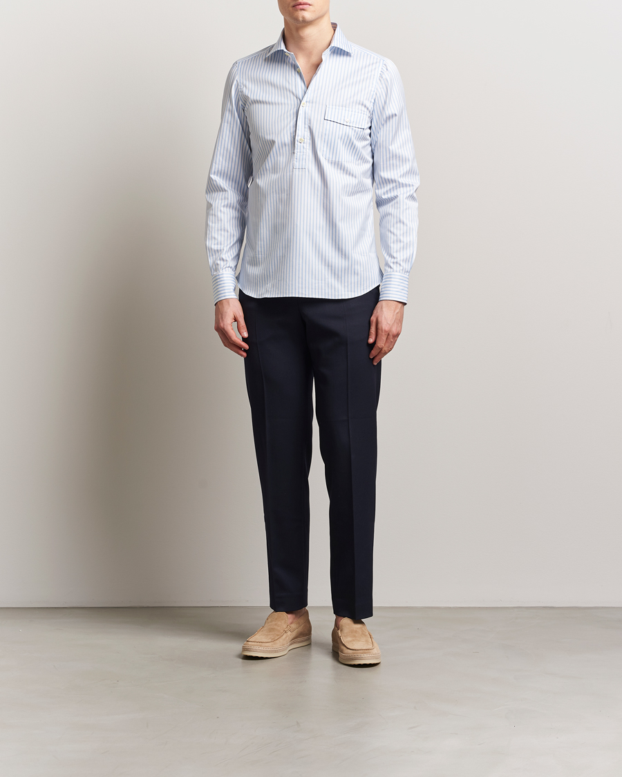 Men | Shirts | Finamore Napoli | Porto Popover Shirt Light Blue