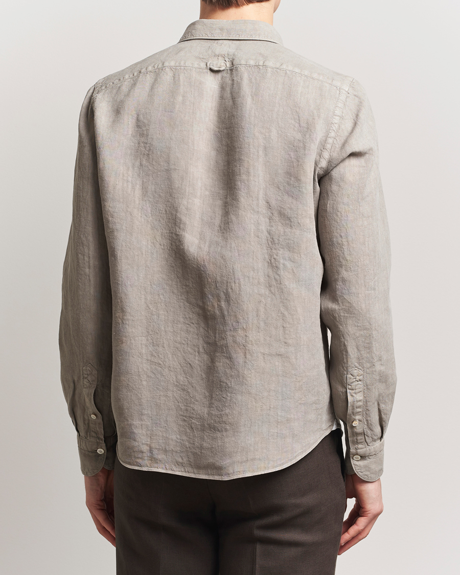 Men | Shirts | Finamore Napoli | Salina Garment Dyed Linen Overshirt Taupe