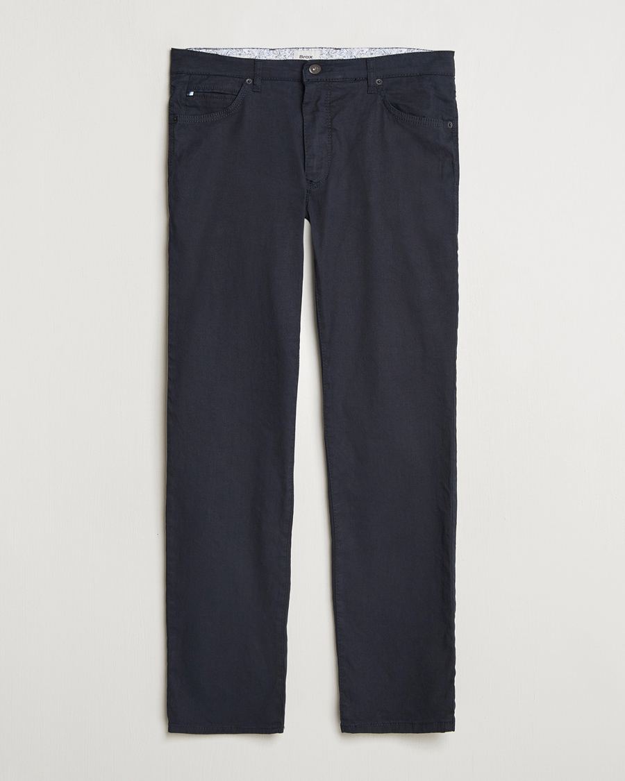 Men | Trousers | Brax | Cadiz Linen-Flex 5-Pocket Pants Navy
