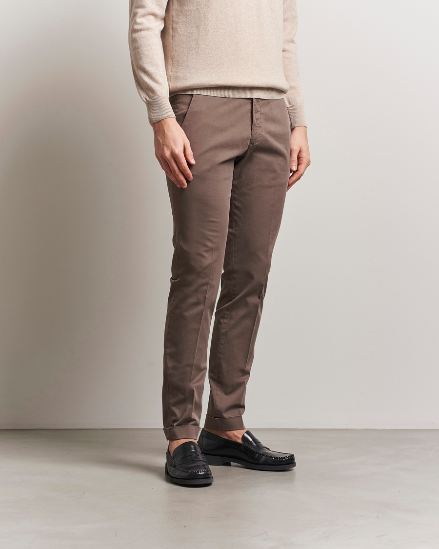 Men | Trousers | Briglia 1949 | Slim Fit Cotton Chinos Brown