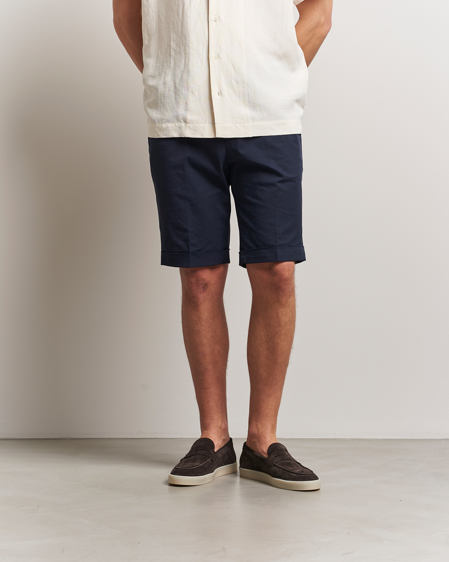 Men | Shorts | Briglia 1949 | Pleated Cotton Shorts Navy