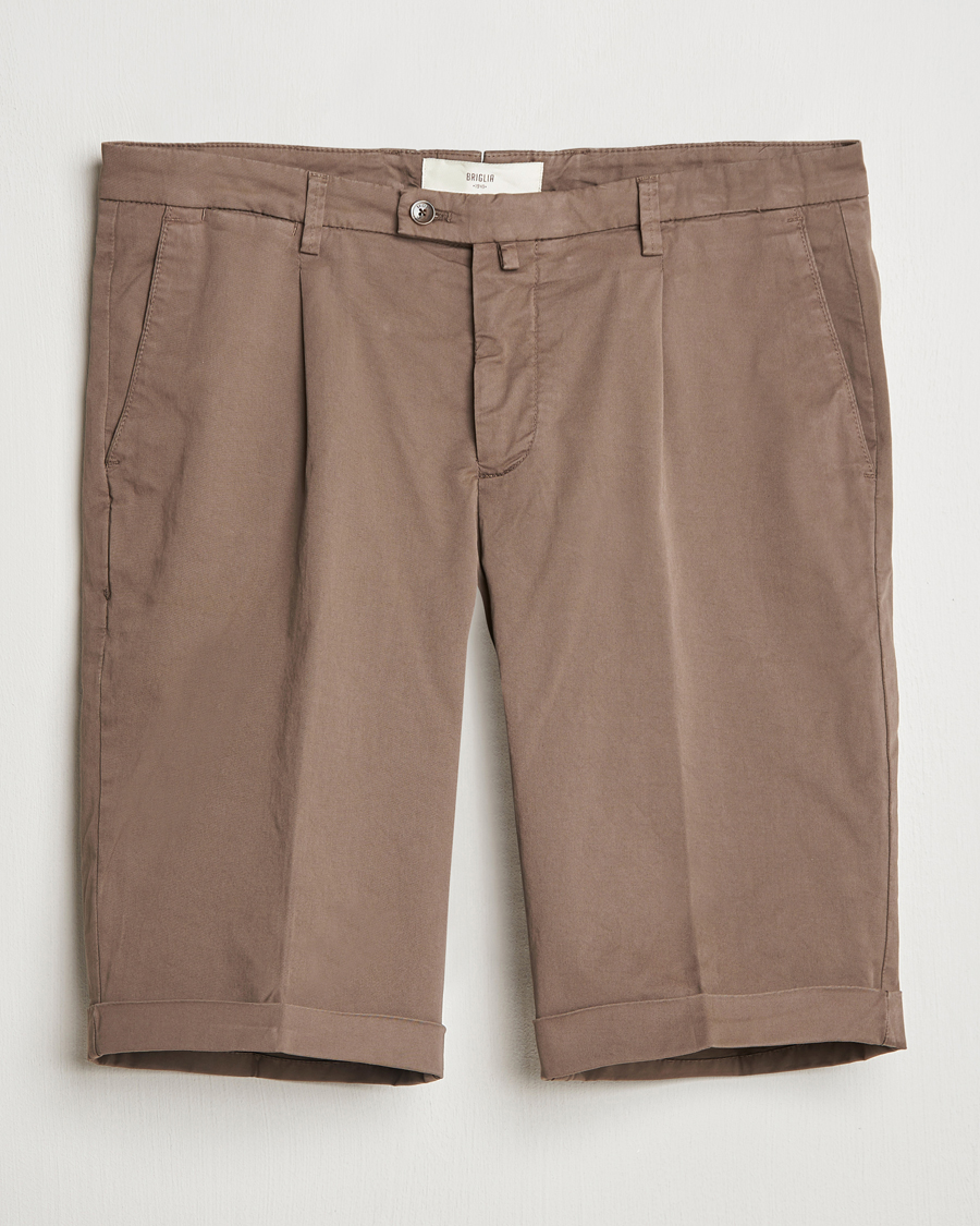 Men | Shorts | Briglia 1949 | Pleated Cotton Shorts Brown